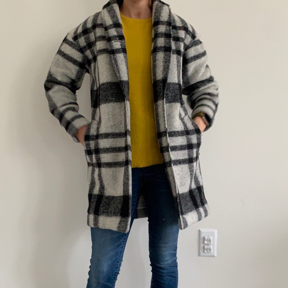 Madewell Wool-Blend Coat in Black and White